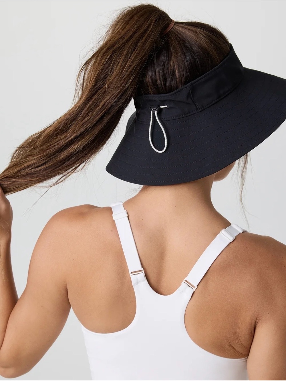 Vuori Black Wide-Brim Sport Visor with Adjustable Cord